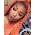 YSwigs #130 Orange Virgin Brazilian Human Hair 13x4 Lace Front Wigs Dynasty