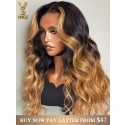 Ombre Lace Frontal Wig Virgin Brazilian Human Hair Bleached Knots Pre Plucked Hairline HD Lace,YS711