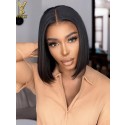 5x5 Closure Bob Wig Human Hair Bone Straight 12 inch Short Bob Wig Glueless Wigs Transparent Lace Wig Pre Plucked for Women 150% Density Brazilian Wigs Side Part Bob Wig,YS943