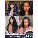 4wigs 1# 4 Styles 360  Lace Wig Total 509$,DS11