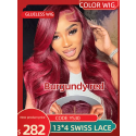 Body wave 13x4 lace front wig swiss Lace 180% Density Glueless Wigs Pre Plucked with Baby Hair Burgundy red,LX11