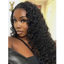 5x5 HD Transparent Lace Closure Wigs Depp Wave Wigs Human Hair 180% Density Transparent Closure Wigs Human Hair Pre-plucked 5x5 Lace Body Wave Closure Wigs with Baby Hair Natural Black color 22 Inch,YS934