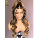 Highlight Ombre Lace Front Wig Human Hair 13x4 HD Transparent 4/27 Honey Blonde Lace Frontal Wigs Pre Plucked, YS605