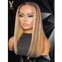 4/27 Highlight Lace Front Wig Human Hair Silky Straight 13x4 Ombre Lace Front Human Hair Wigs, YS609