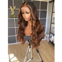 Highlight Ombre Lace Front Wig Human Hair Pre Plucked 13x6 HD Transparent lace frontal Wigs with Baby Hair 150% Density, LC21