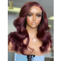 Body Wave Burgundy Color Glueless 007 Lace Front wigs 7x6 Brazilian Virgin Human Hair Bleached Knots,YS907