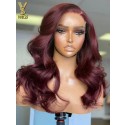 Body Wave Burgundy Color Glueless 007 Lace Front wigs 8x6 Brazilian Virgin Human Hair Bleached Knots,YS907