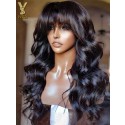 Long Natural Wave Undetectable Dream HD BOB 13x4 Lace Frontal Human Hair Wigs With Bangs, YS912