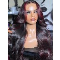 YSWIGS 99j Highlight Body Wave HD Lace Human Hair Lace Front Wig With Pre-plucked BT-17