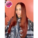 YSwigs Inner Buckle Cute Straight 13x4 Lace Front Wig Ginger Color Layer Human Hair Wigs HXQ024