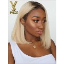 YSwigs Ombre #1b/613 Short Bob 13*4  Lace Front Wig Straight Human Hair WD006