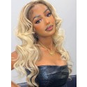 YSwigs Ombre Ash Blonde Natural Wave Lace Front Brazilian Remy Human Hair Wigs HX30