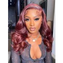 YSwigs Ombre Red 99J Virgin Undetectable Dream HD Lace Human Hair Lace Frontal Wig YS621