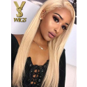YSwigs Transparent Lace  #613 Blonde Lace Front Virgin Human Hair Wigs WD005