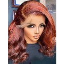YSwigs Undetectable Dream HD Lace Silky Straight Ginger Bob Human Hair Lace Front Wigs ombre1 YW05