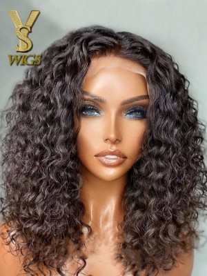 YSwigs Heavy Density Side Part 4x4 Transparent Deep Curly Lace Front Wig LS03