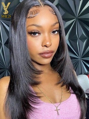 Transparent HD Frontal Lace wig 5x5 Lace Front Human hair wigs with Baby Hair Layered Lace closure glueless wigs for black women,YS451