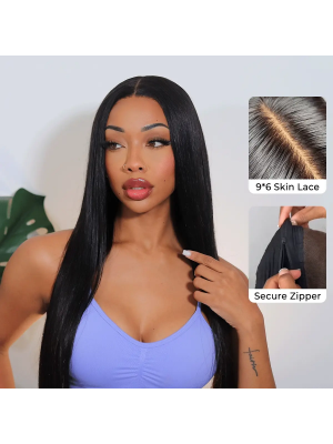YSwigs 13x4 HD Lace Wigs Silky Straight Block Wig With Optional Replaceable Tops Secure Zipper Wigs,YS17