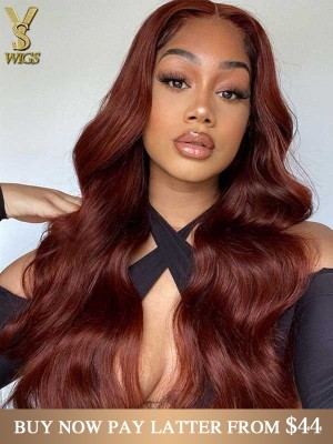 Reddish Brown Body Wave 13x6 Lace Frontal Wigs Pre plucked with Baby Hair,YS616