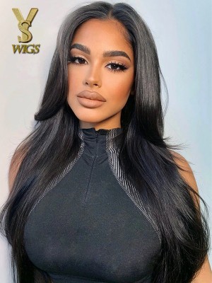 YSwigs 8x6 007 Swiss Lace Frontal Natural Straight Human Hair Fake Scalp Wig,YS487
