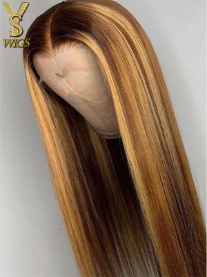 YSwigs Highlight Silky Straight 13x6 Lace Front Human Hair Wigs For Women, DS15