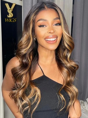 YSwigs 13x6 Highlight Brown Body Wave HD Lace Wig,YS484