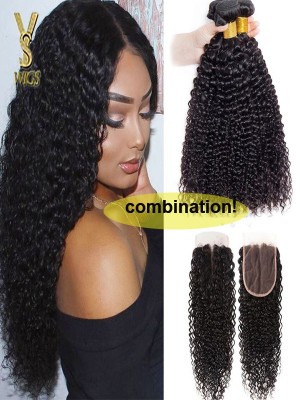 YSwigs Straight Virgin Hair 3 Bundles With1  Lace  Closure 5x5 Wholesale Human Hair HXQ335