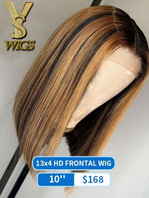 	 YSwigs Mixed Color Straight Undetectable Dream HD Lace Human Hair Lace Front Wigs B001