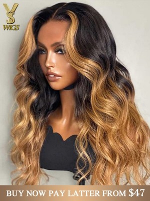 Ombre Lace Frontal Wig Virgin Brazilian Human Hair Bleached Knots Pre Plucked Hairline HD Lace,YS711