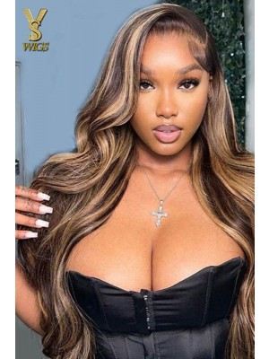 Hand Tied Body Wave Brazilian Remy Hair Pre-plucked Hairline with Baby Hair 13x6 Lace Front Human Hair Wigs Highlight Color