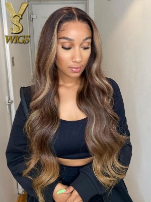 YSwigs Natural Wave 13x6  Lace Frontal Wigs Brazilian Human Hair Pre Plucked Undetectable Dream HD Lace Bleached Knots GX724