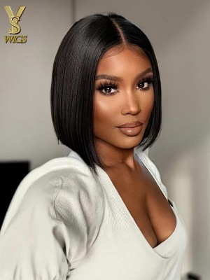 Bob Wig Human Hair 13x4 HD Lace Front Wig 150 Density 12 Inch, Natural Color Glueless Pre Plucked with Baby Hair Short Bob Wigs for Women,YS944