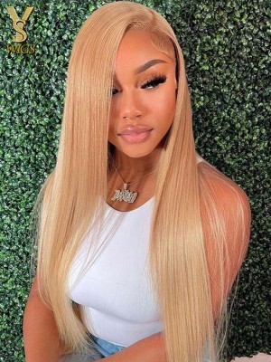 613# Blonde Silky Straight Wig Pre Plucked Brazilian Remy Hair 13x6 Lace Front Wigs With Baby Hair ,YS448