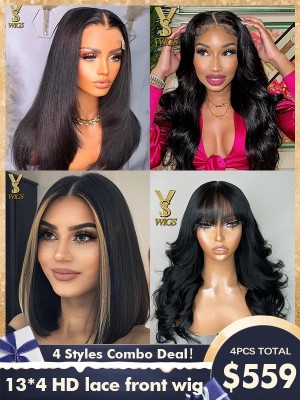 YSwigs 4 Wigs Combo Deal 13*4 HD lace front wig, YS725