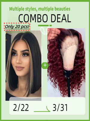 2 Wigs,Brazilian Hair 360 HD Lace Wigs Deep Curly & Bob  wig HD Lace  Wigs Pre Plucked,BTS94
