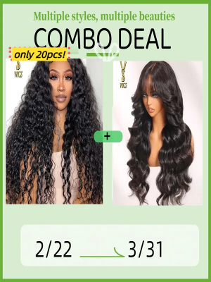 2 wigs 2 styles combo deal  5*5 HD Lace wig body wave &kinky curly  pre plucked hairline wigs ,YS471