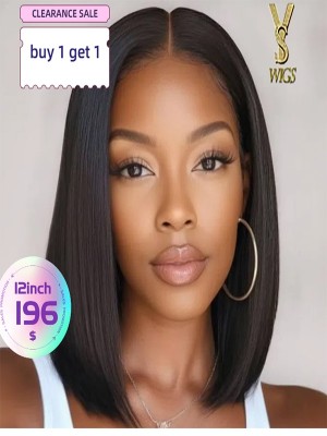 Buy 1 send 1 free wigs YSwigs human hair 12inch bob wigs lace front wig 150%,YS472