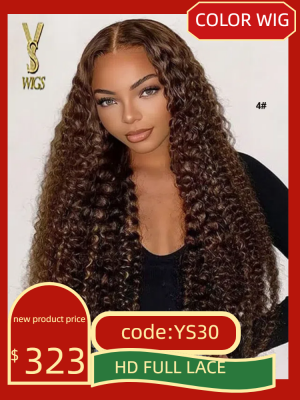 Long Kinky Curly HD Full Lace Human Hair Wigs beautiful color 4#, YS917
