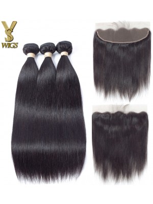 YSwigs Straight Virgin Hair 3 Bundles With Lace Frontal Closure 13x4 Wholesale Human Hair HXQ335