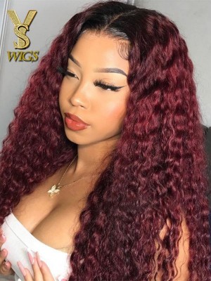 Wig Trend 2023 Ombre Curly Lace Front Wig Human Hair With Dark Roots 13x6 HD Transparent lace frontal Wigs with Baby Hair 150% Density, WT29