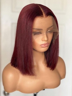 YSwigs Straight Hair 13X6 HD Lace Front Wig Human Hair Wigs 99J Red Burgundy Human Hair Deep Part Wigs YS005