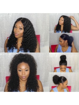 YSwigs New Water Wave Human Hair 360 Lace Frontal Wig AOB08