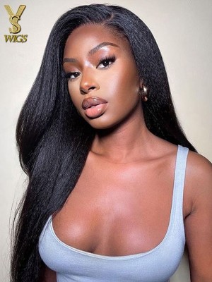 YSwigs Kinky straight Yaki Undetectable Dream 13*6 HD Lace Hairline Human Hair Wigs YS421