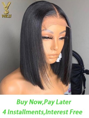 Back to School Sale 5x5 Closure Bob Wig Human Hair 10 inch Short Bob Wig Glueless Wigs Transparent Lace Wig150%,YS814