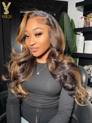 HD Lace Highlight 5x5 Closure Wigs Human Hair Bleached Knots Virgin Human Hair