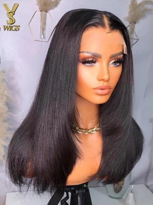 Glueless 007 Lace Closure Wigs 7x6 Straight Layer Cut Human Hair Wigs, YS905