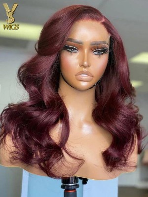 Body Wave Burgundy Color Glueless 007 Lace Front wigs 8x6 Brazilian Virgin Human Hair Bleached Knots,YS907