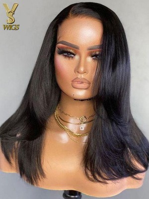 8x6 Straight Layer Cut Glueless 007 Lace Closure Wigs Human Hair Wigs, YS910