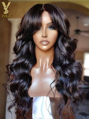 Long Natural Wave Undetectable Dream HD 13x4 Lace Frontal Human Hair Wigs With Bangs, YS917