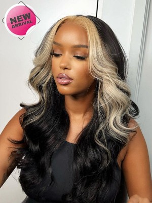 YSWIGS 2022 New Highlight Wave Undetectable HD Lace Human Hair Lace Front Wig BT-13